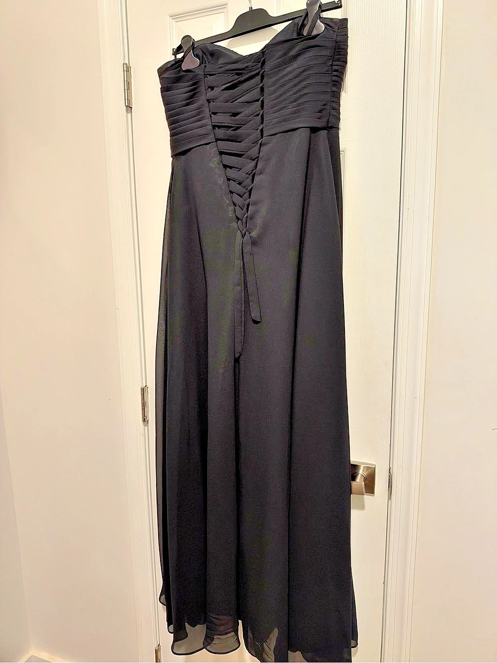 Black sweetheart Pleats Strapless ALine Corset Maxi Dress sz 8